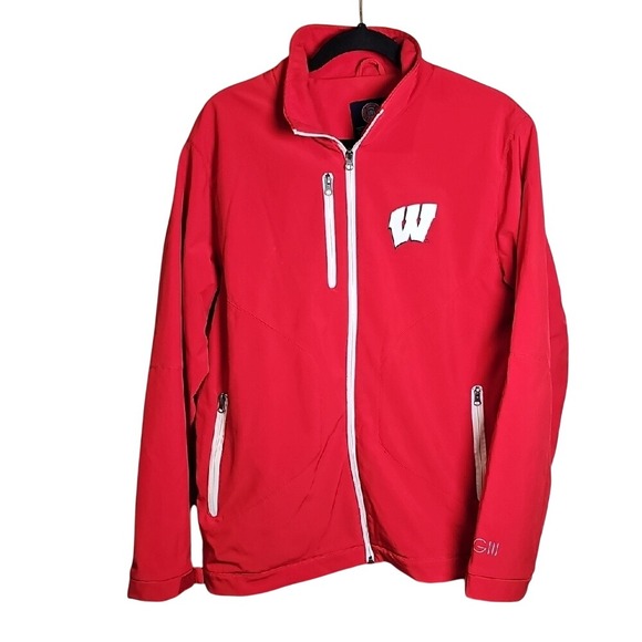 Gill Other - WISCONSIN Red Full-Zip Jacket with Logo Neopreme  with contrasting white zippers